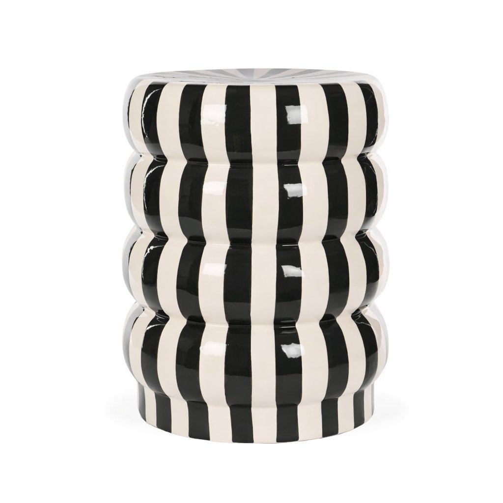Striped Black Garden Stool