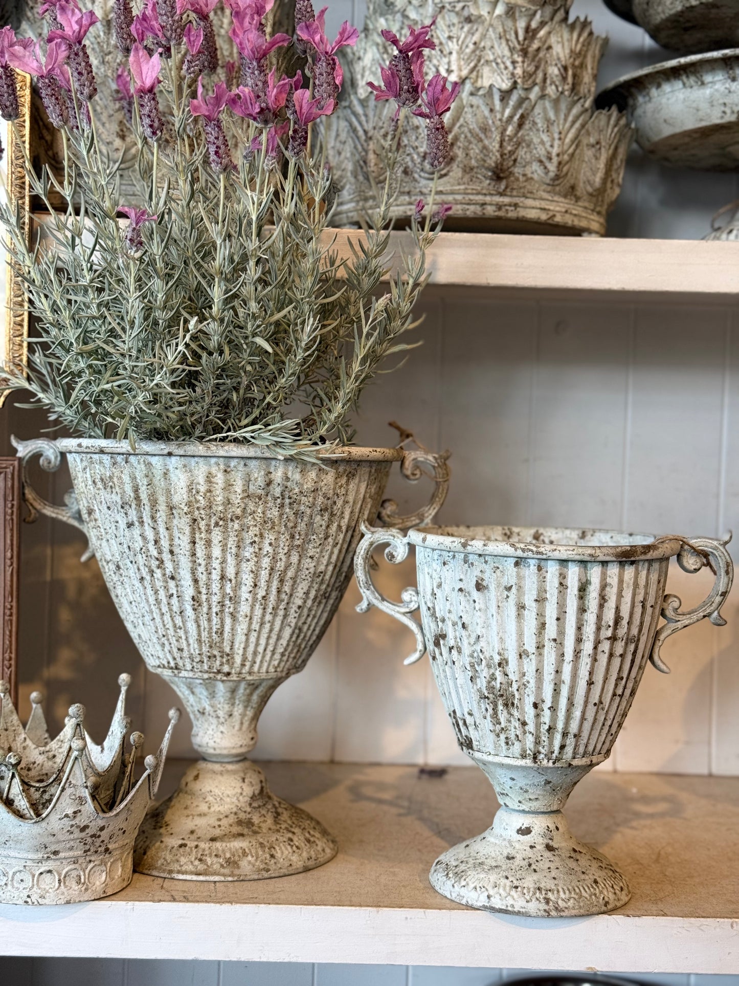 Handled Urn - Distressed White