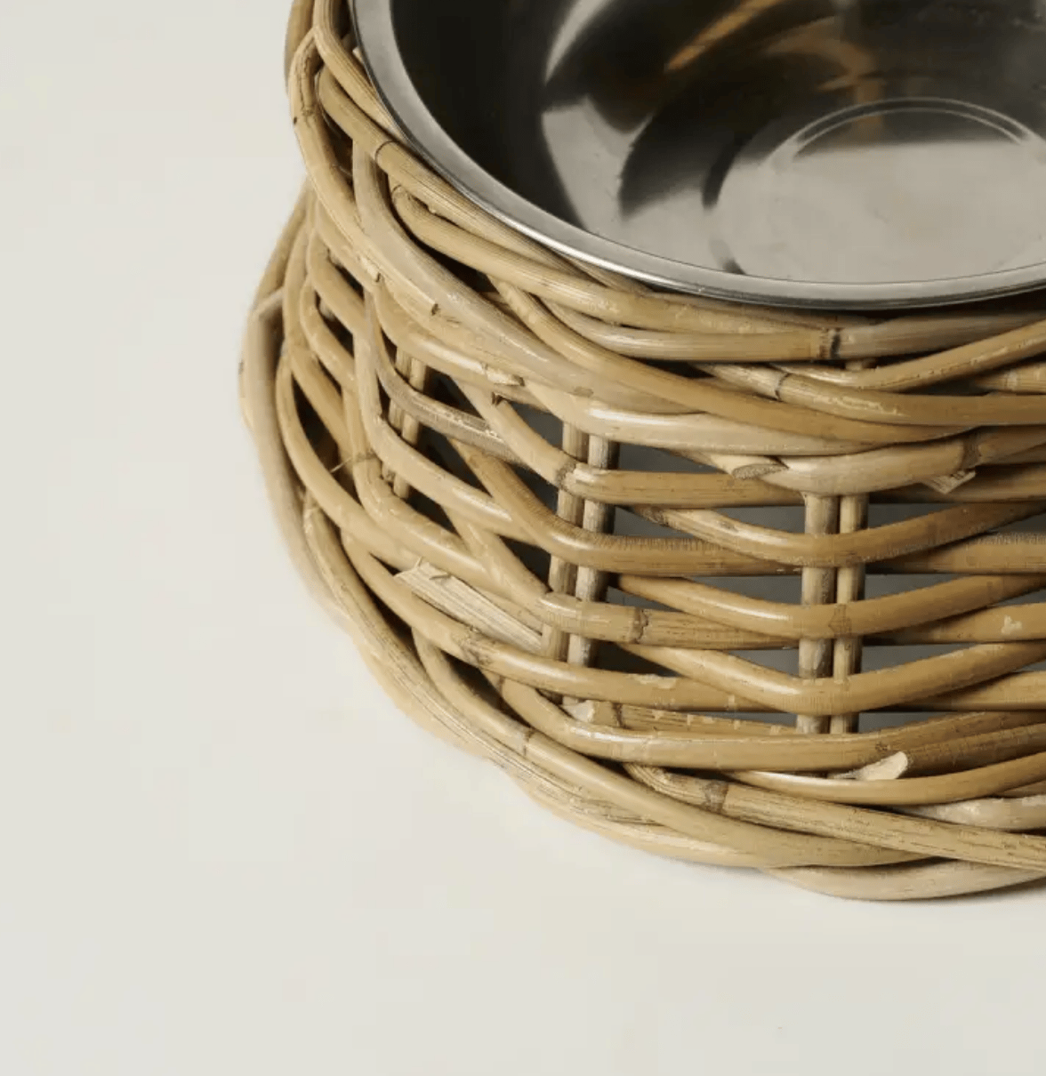 Elevated Rattan Pet Bowl