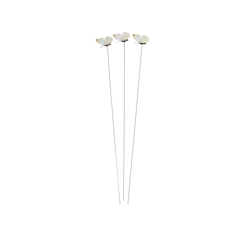 White Cabbage Moth Garden Stakes - Set of 6