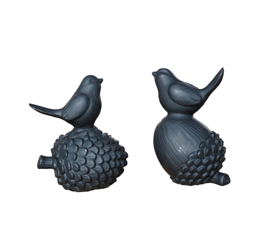 Black Bird on Acorn Ornament Set
