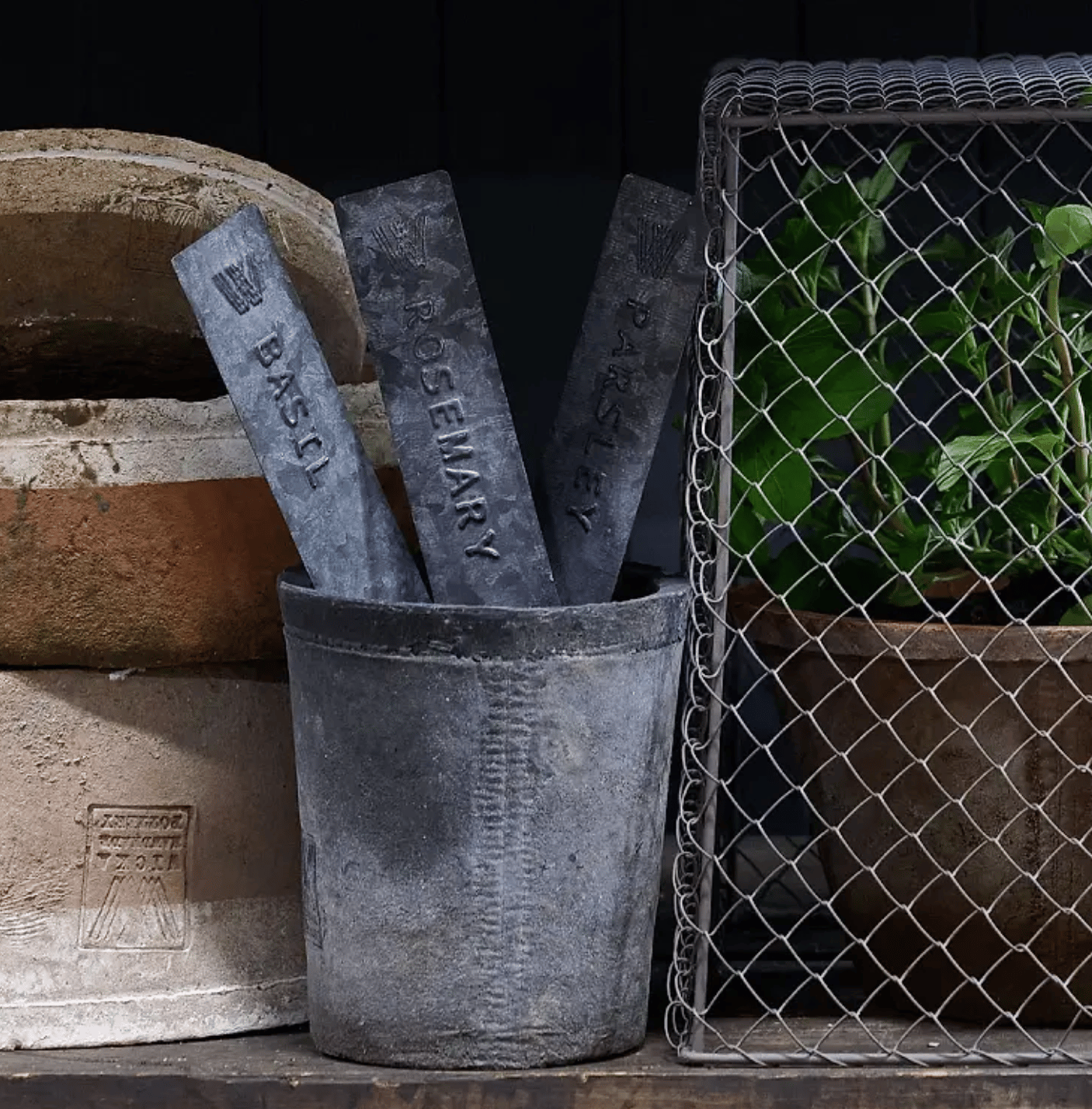 Zinc Herb Garden Stakes - Set of Five