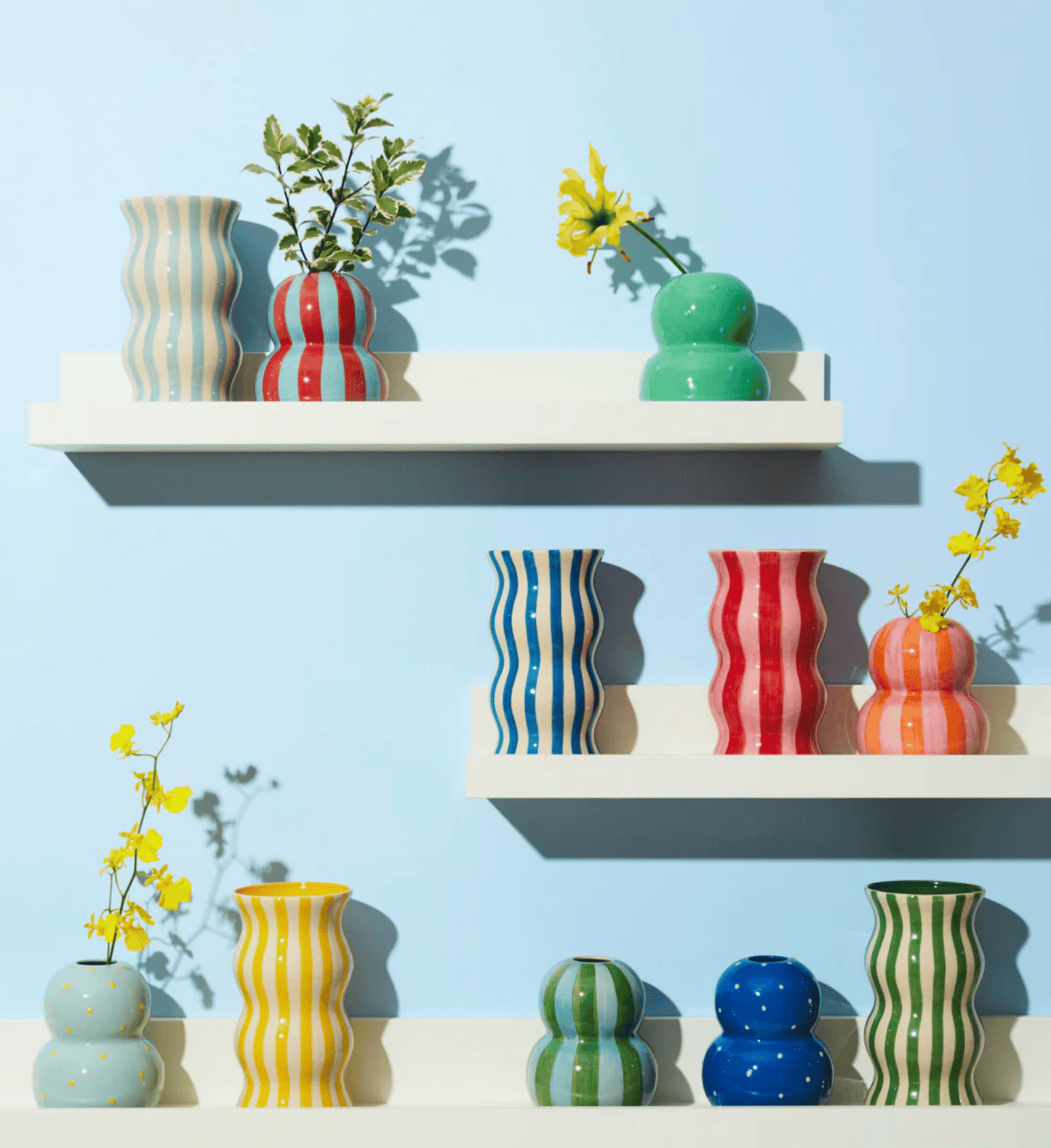 Festive Stripe Vase - Burgundy & Pale Blue