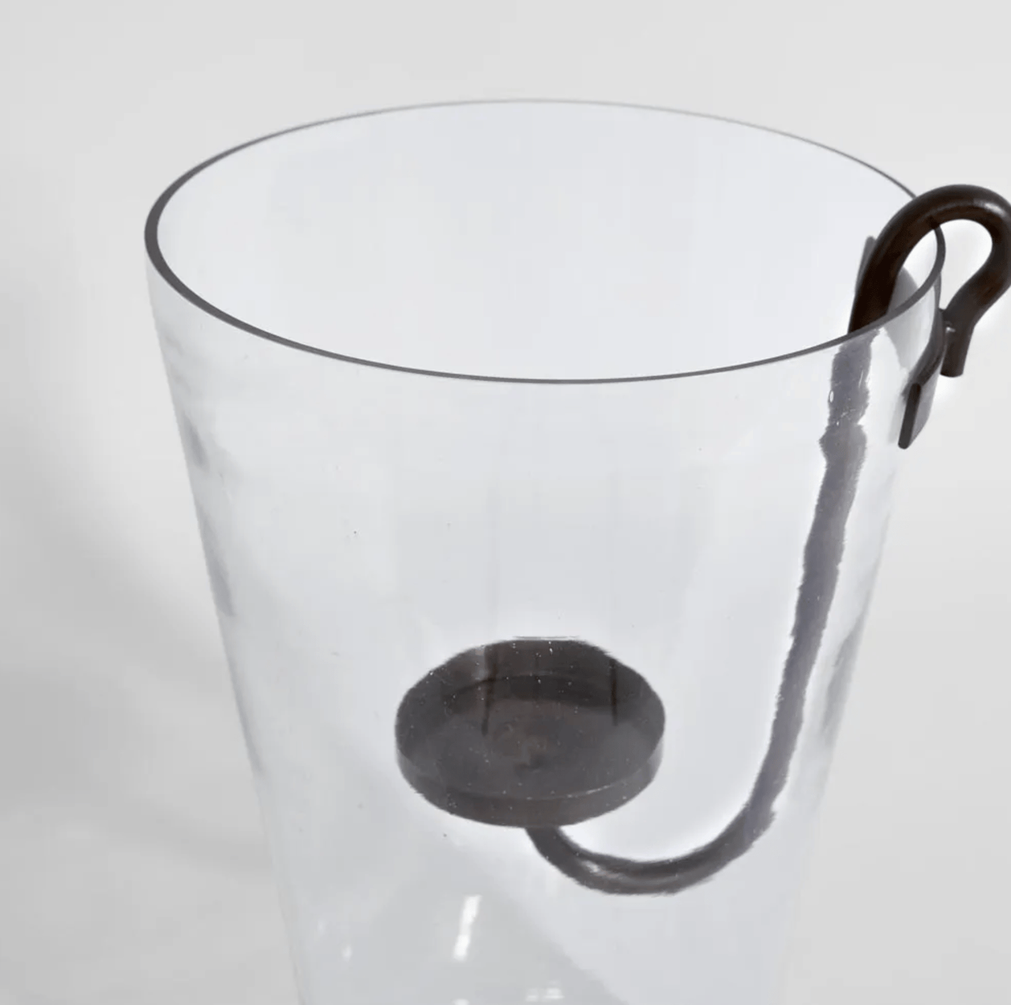 Curved Iron Glass Hurricane Candle Holder