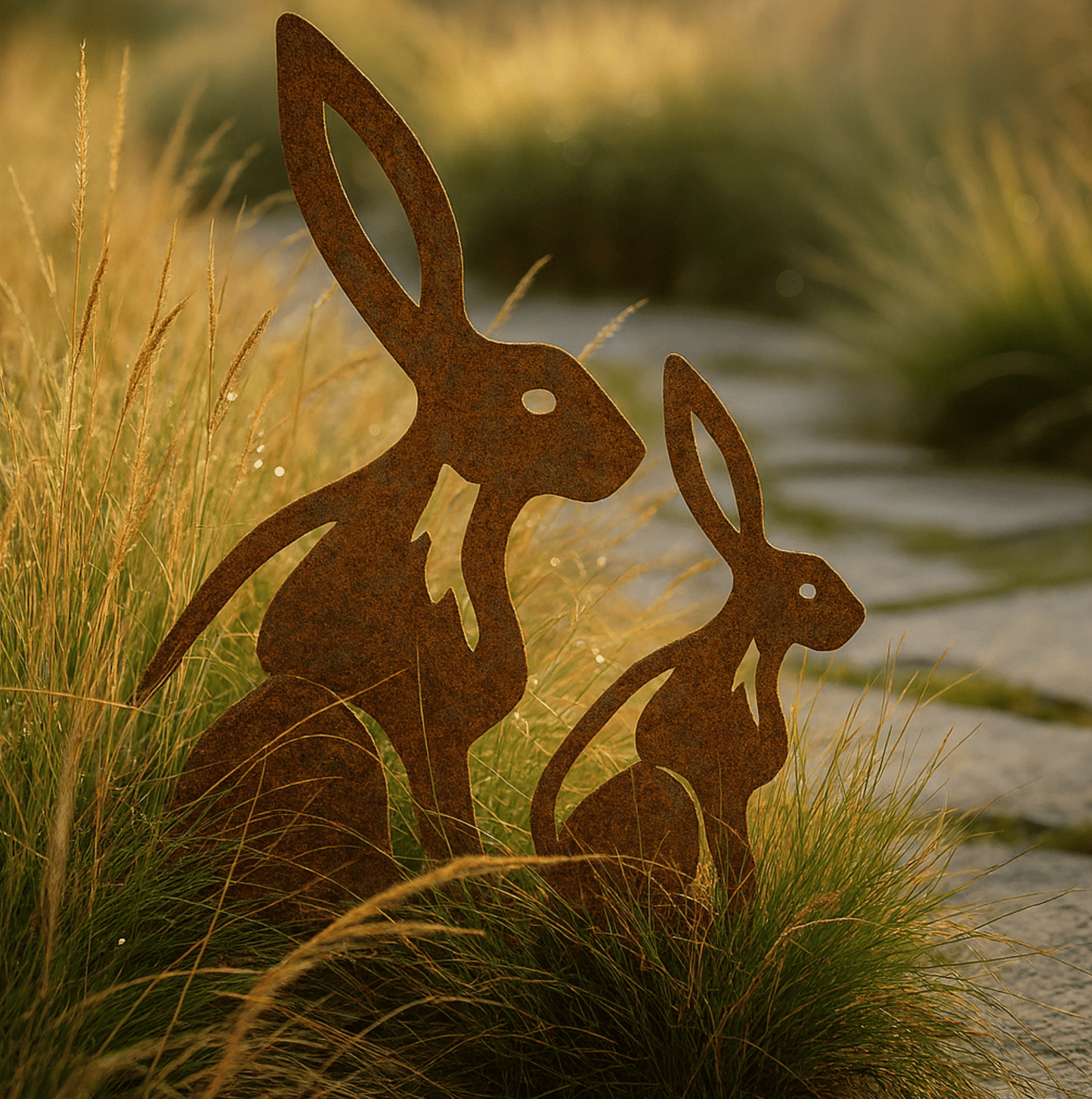 Garden Hare Silhouette Set - Rust