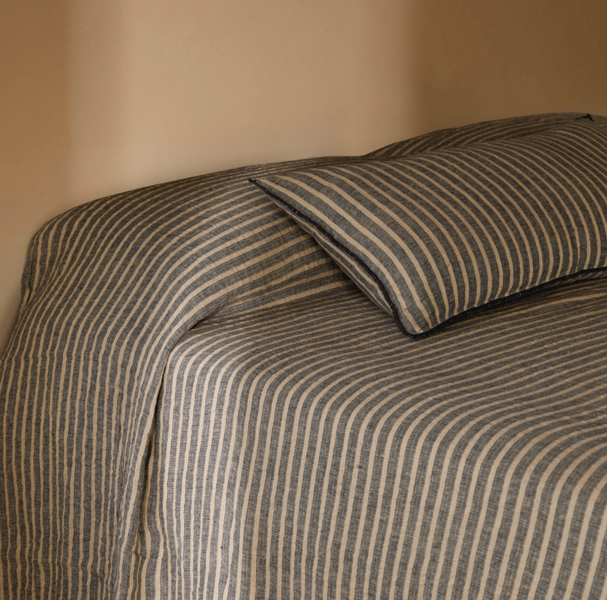 Indigo Stripe Linen Lumbar Cushion