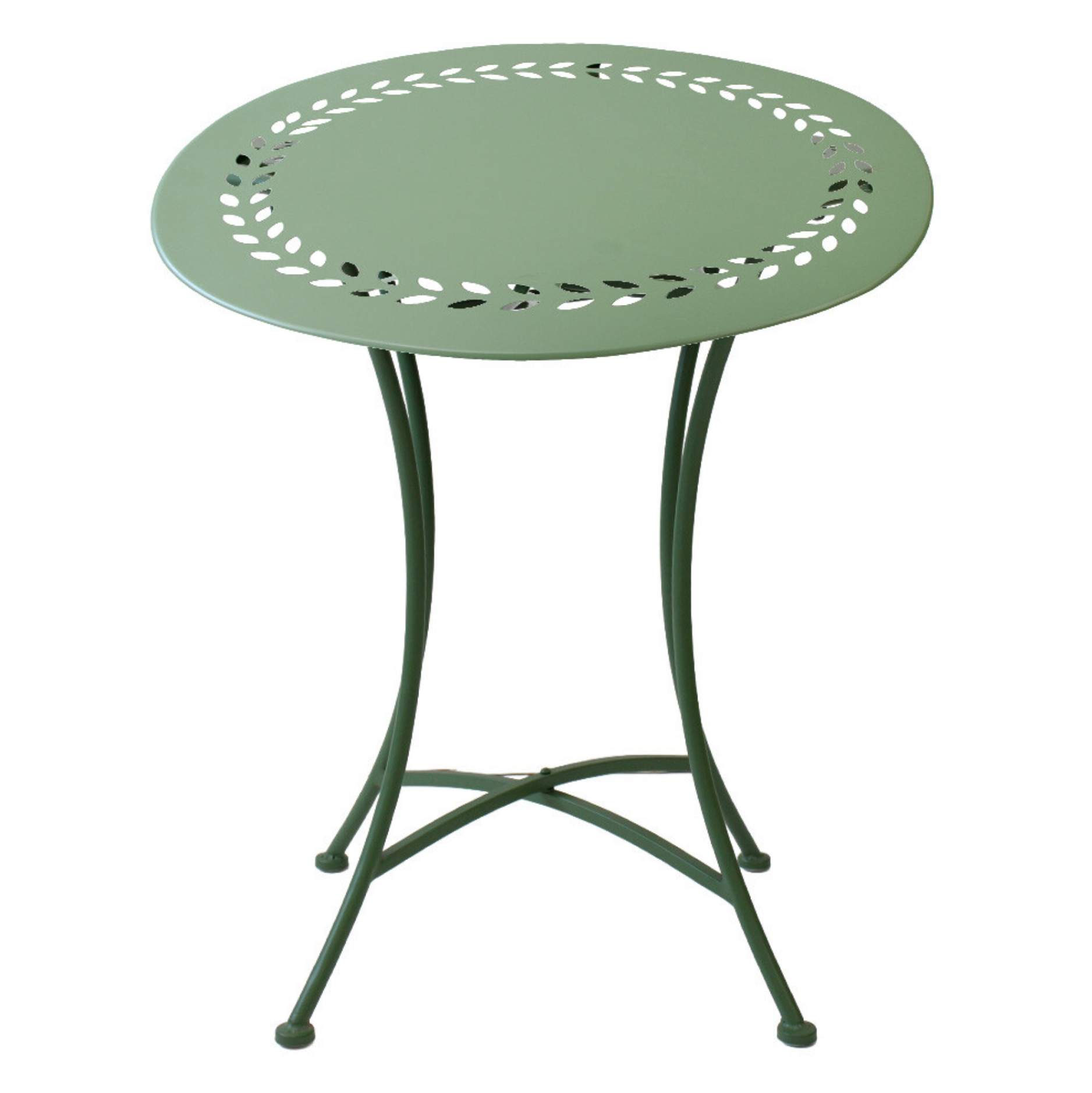 Cafe Table 60cm French Green - Cast Iron Leaf Detail | Harolds
