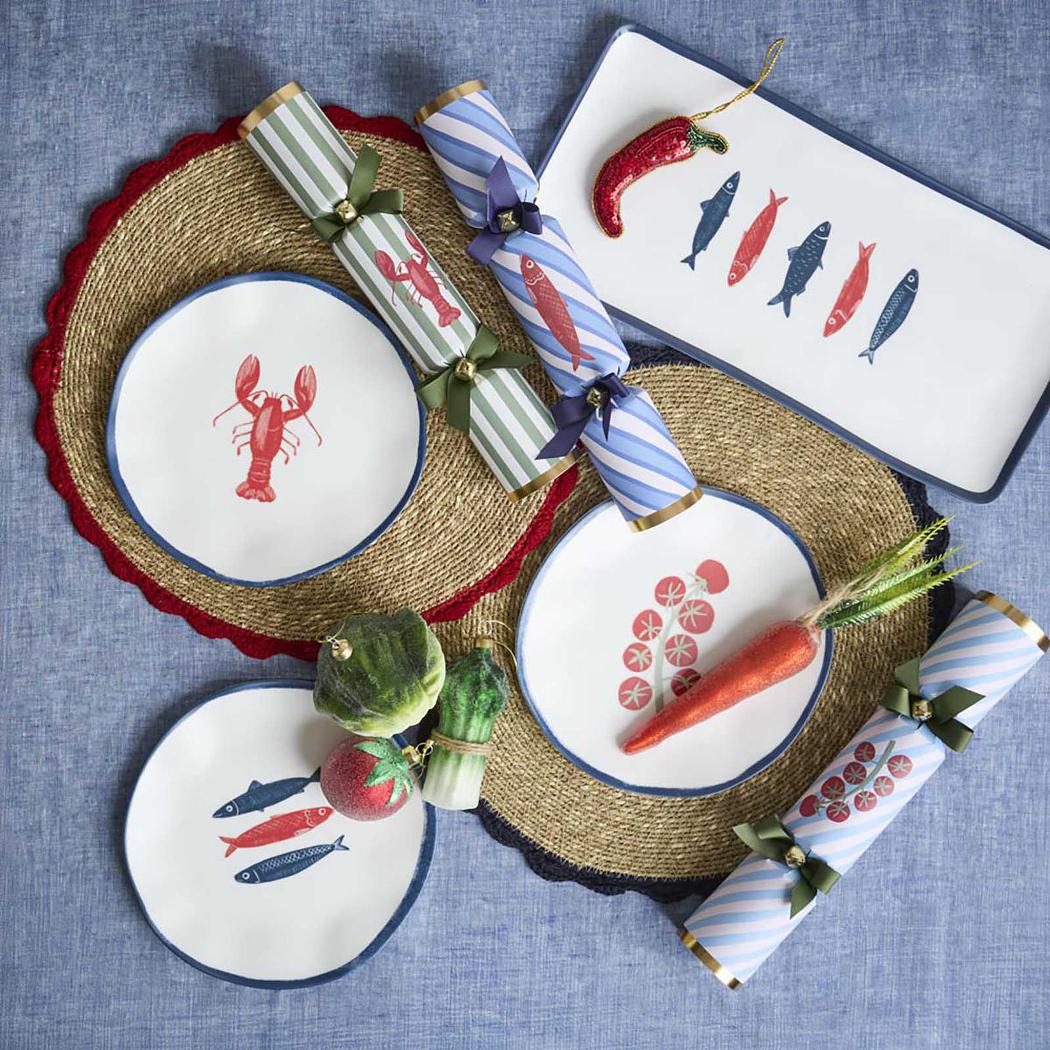 Italian food patterned Christmas crackers