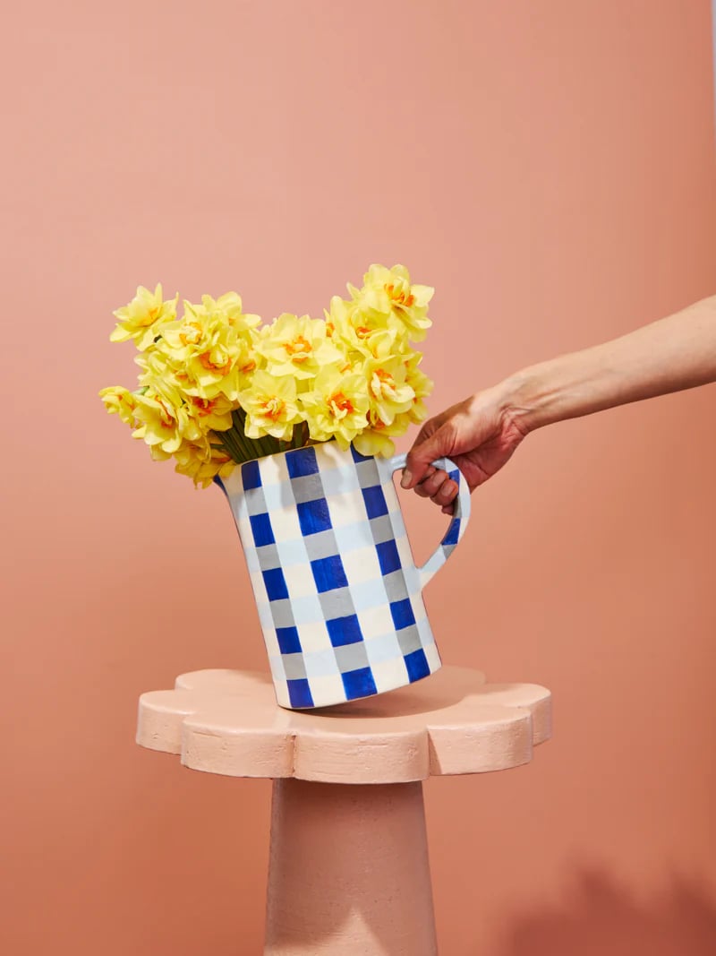 Indigo Check Jug