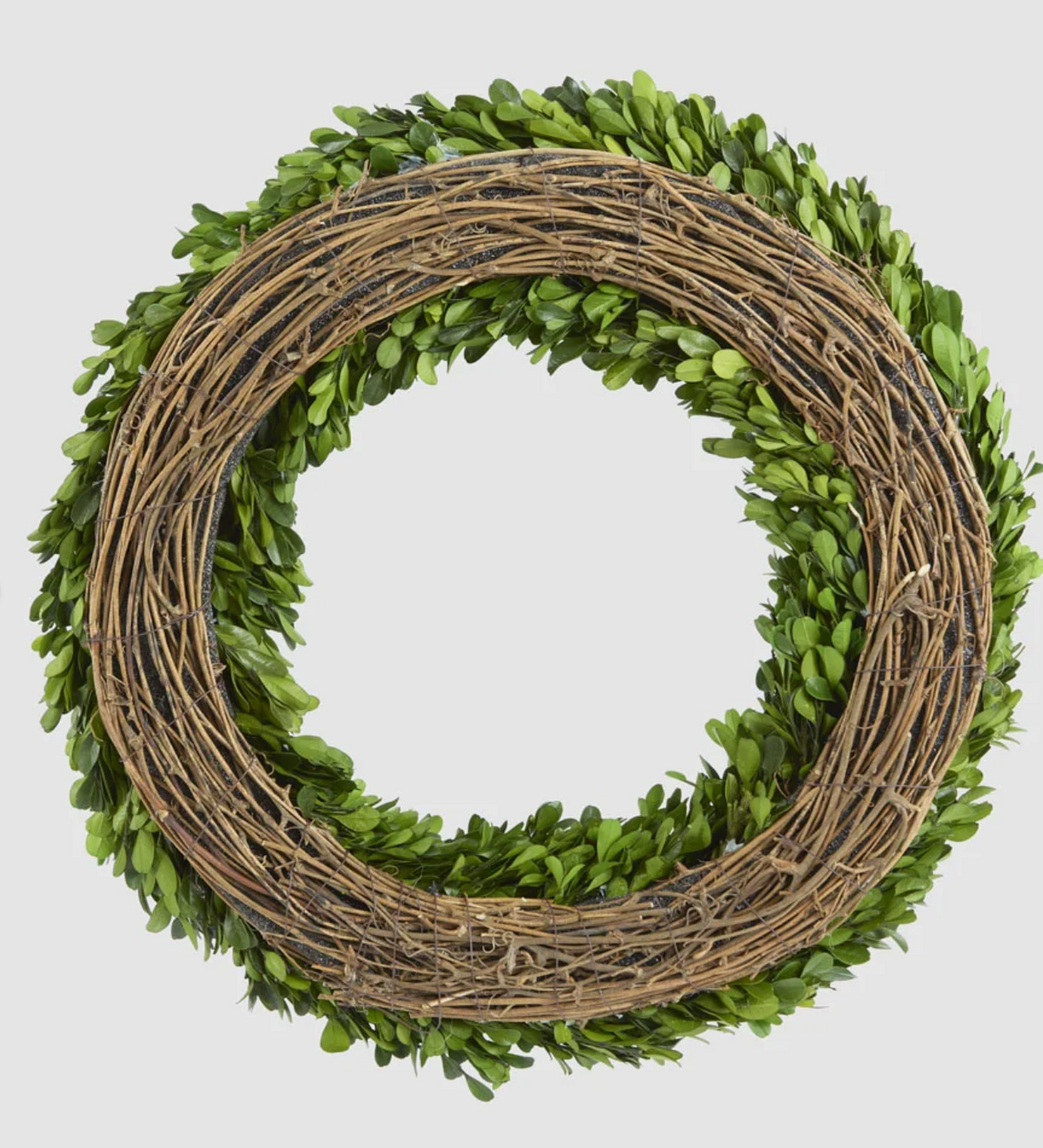 45cm preserved boxwood wreath with dense green foliage
