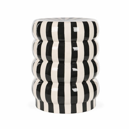 Striped Black Garden Stool