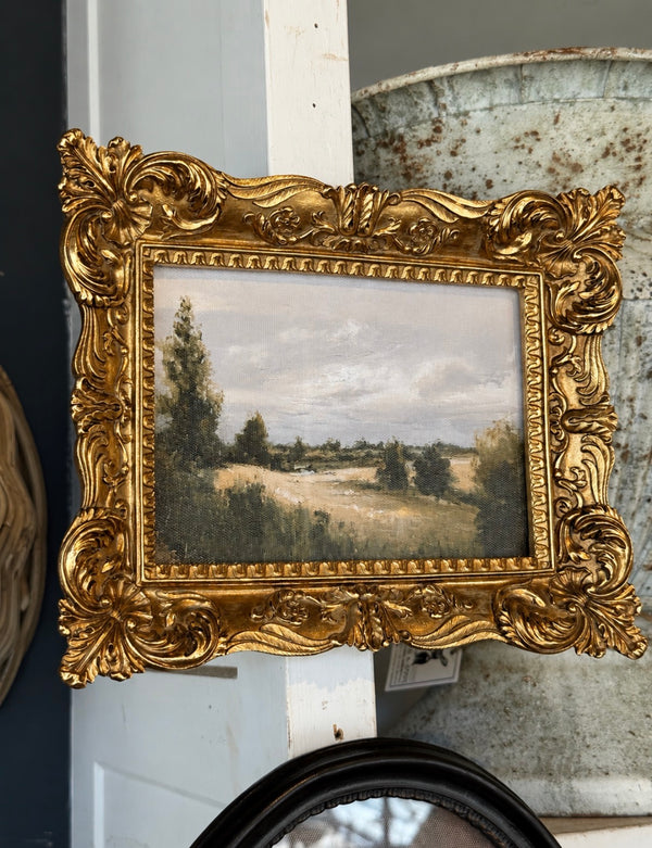 Ornate Gold Frame with Countryside Art