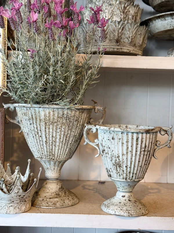 Handled Urn - Distressed White