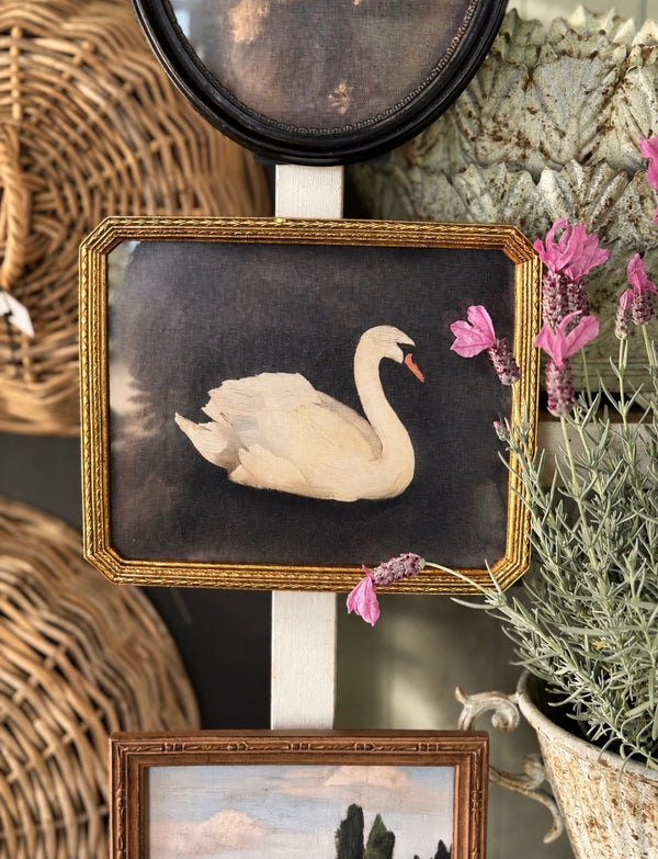 Gold Frame with Swan Art