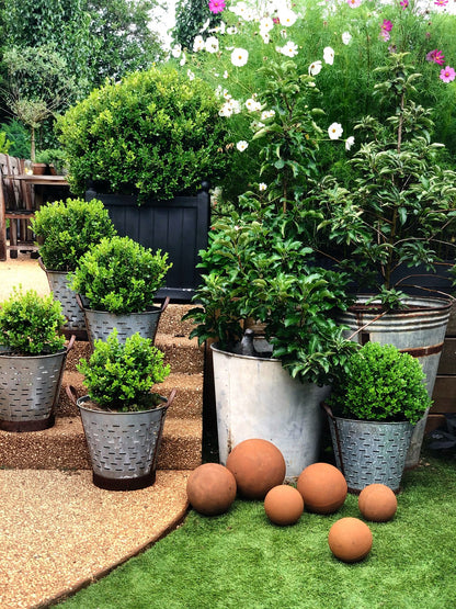 Rusted Steel Garden Spheres