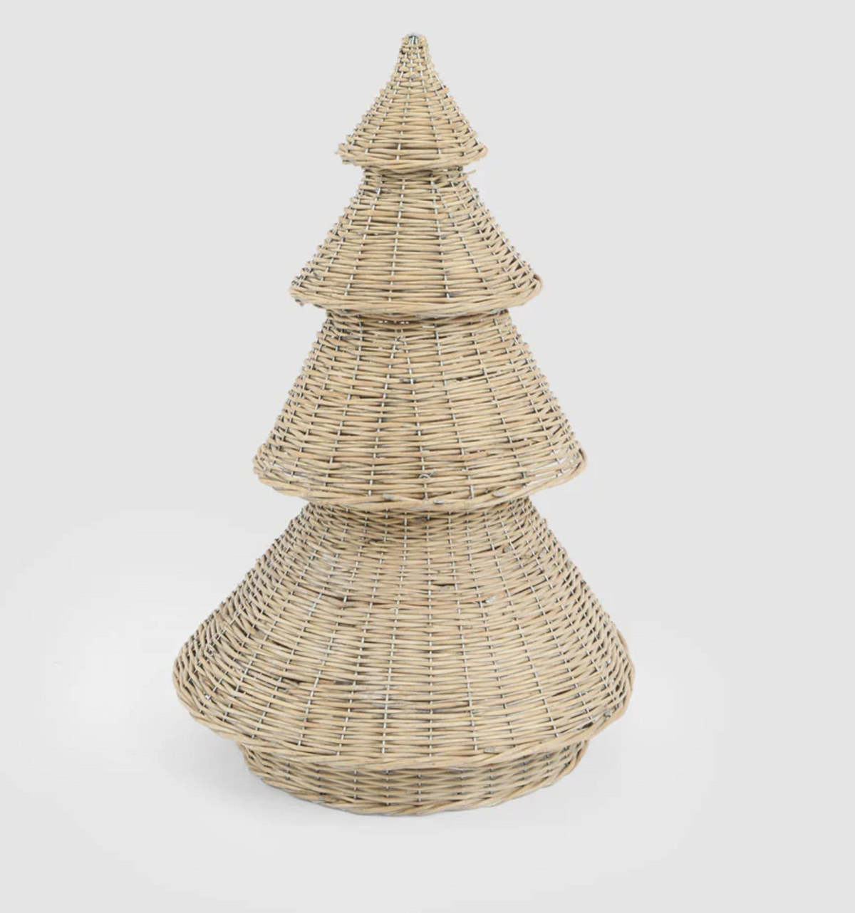 Large natural willow Christmas tree with four woven tiers