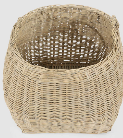 Large willow basket viewed from above showing its open interior