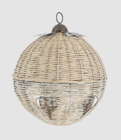 Large willow bell decoration viewed at an angle