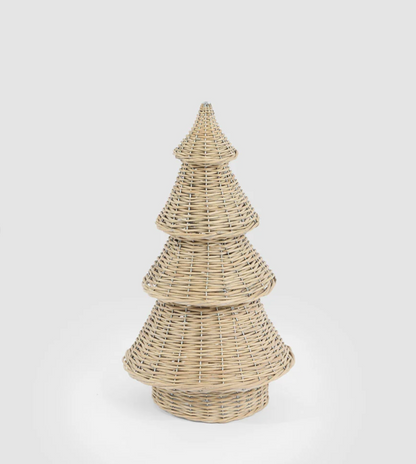 Medium natural willow Christmas tree with four woven tiers