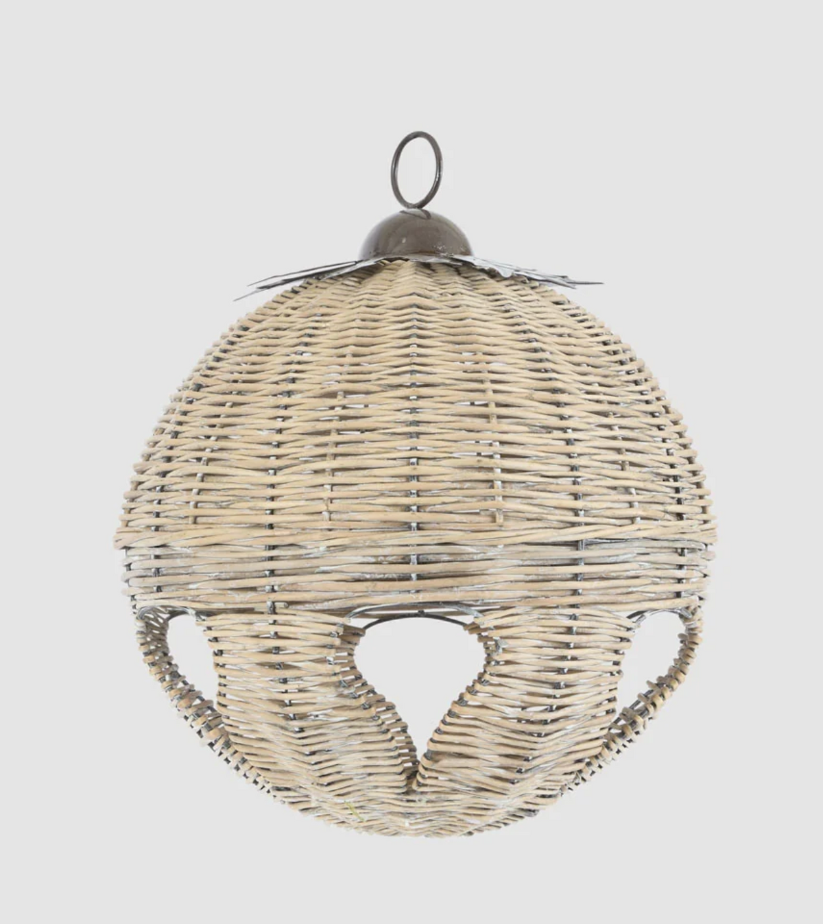 Medium round willow bell decoration with open cut-outs and a hanging ring