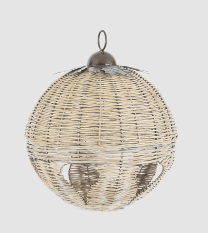 Medium woven willow bell decoration viewed at an angle