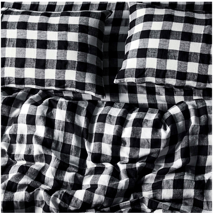 Black & White Buffalo Check Linen Sheeting