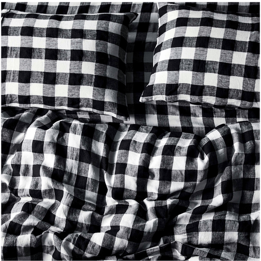 Black & White Buffalo Check Linen Sheeting