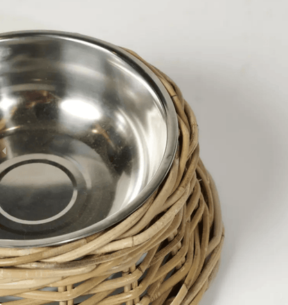 Elevated Rattan Pet Bowl