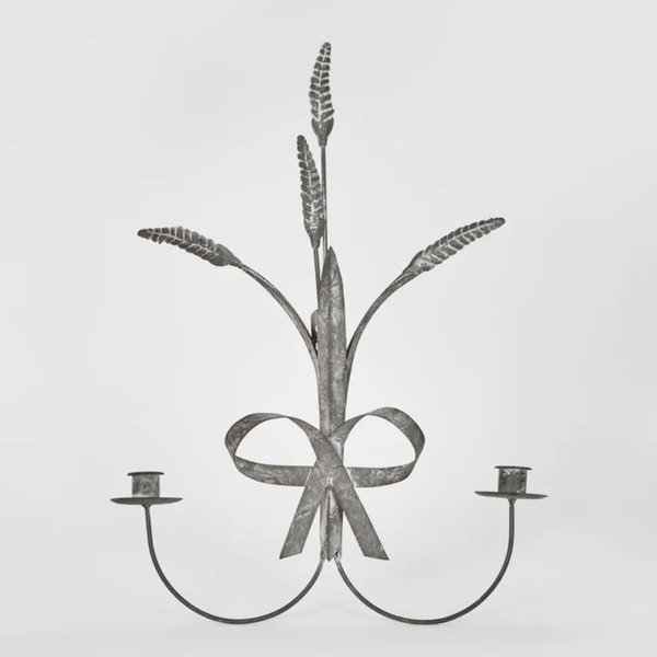 Wheat ribbon zinc candle sconce - HAROLDS