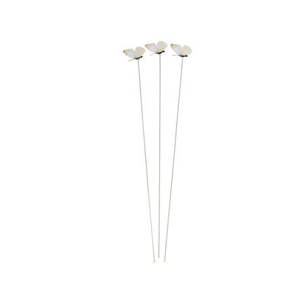 White Cabbage Moth Garden Stakes - Set of 6