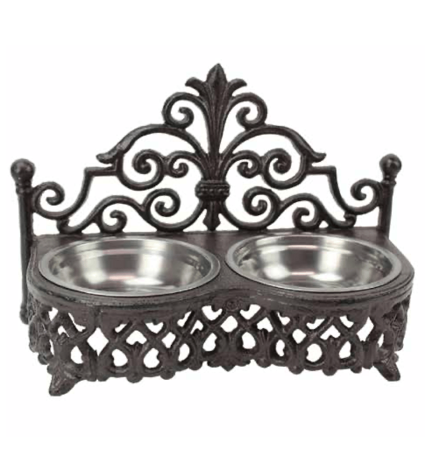 Double Cast Iron Cat Bowl