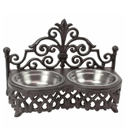 Double Cast Iron Cat Bowl