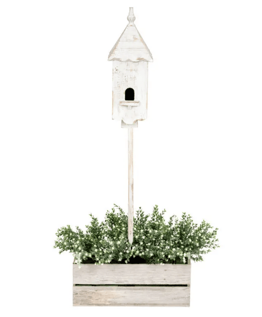 Birdhouse Stake - White