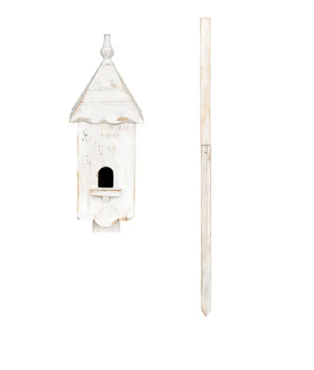 Birdhouse Stake - White