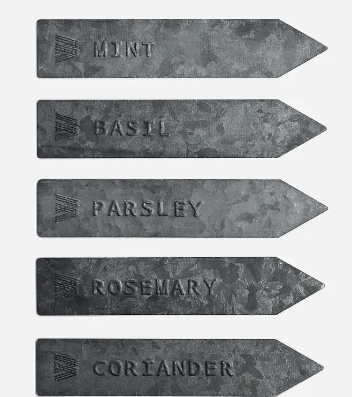Zinc Herb Garden Stakes - Set of Five