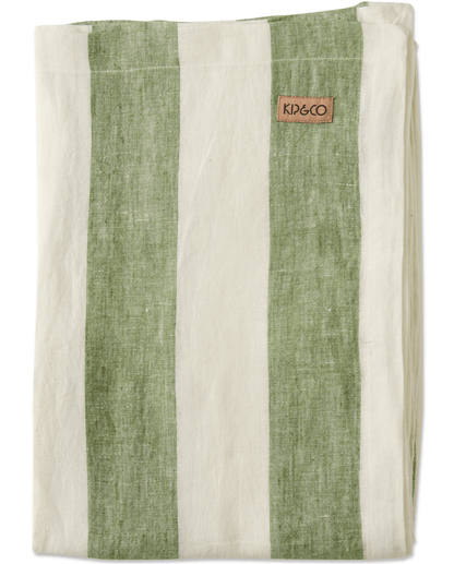 Moss Stripe Linen Tablecloth