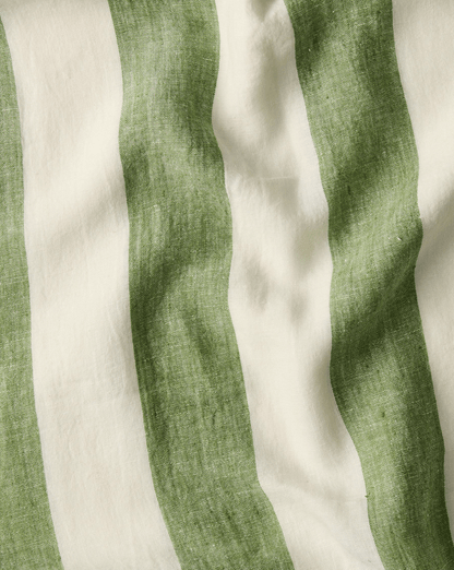 Moss Stripe Linen Tablecloth