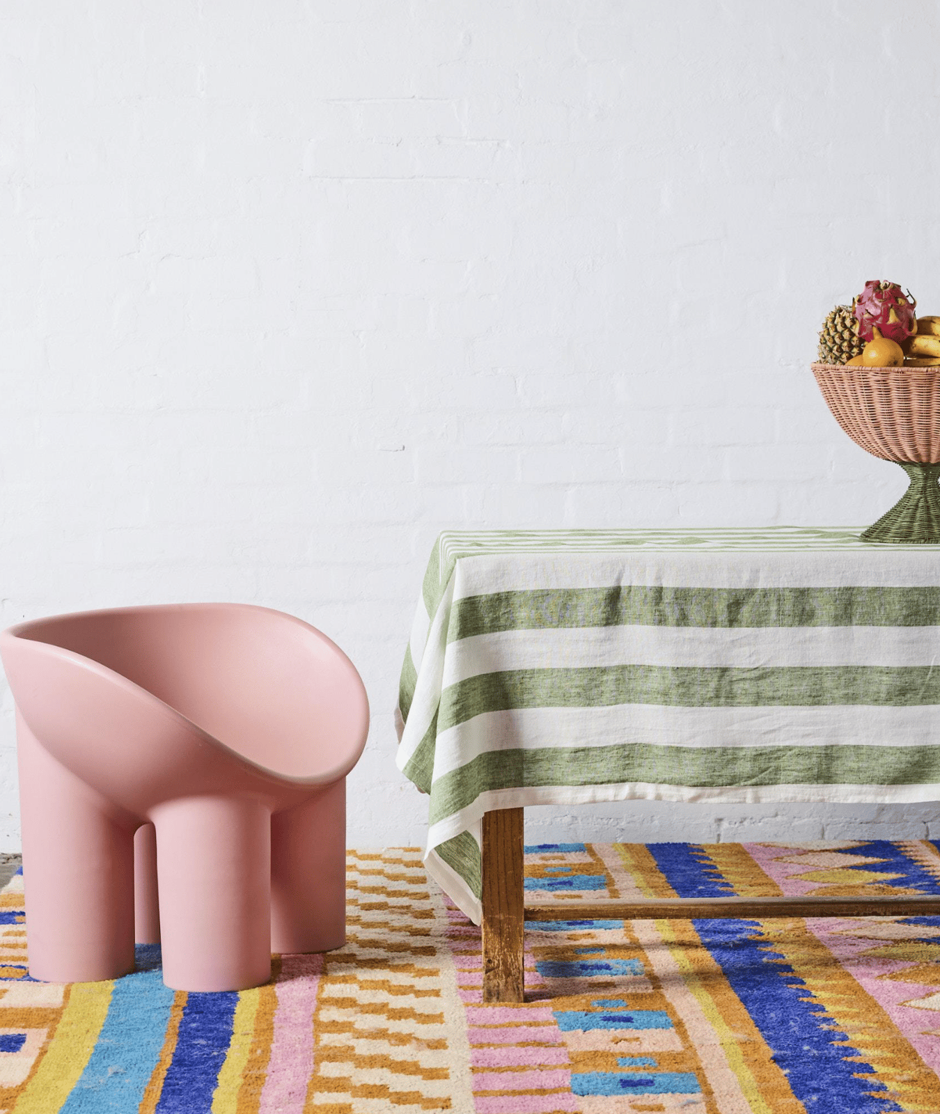 Moss Stripe Linen Tablecloth