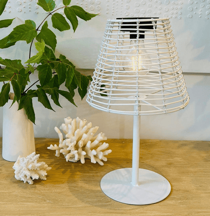 Woven Solar Table Light - White