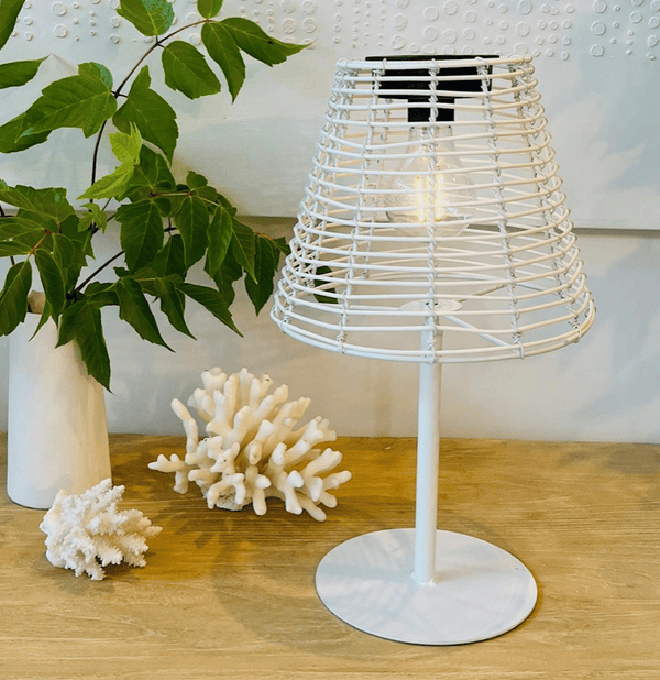 Woven solar table light white - HAROLDS