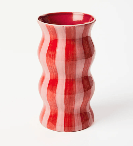 Palma Stripe Vase - Red & Pink