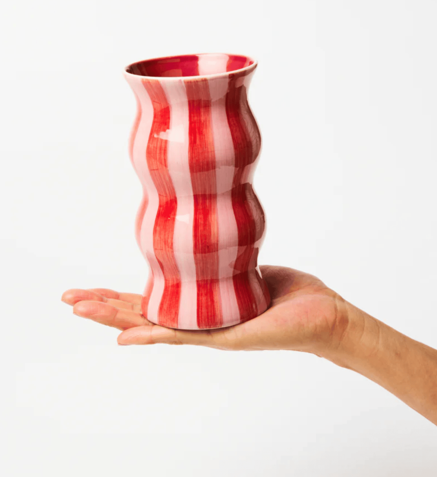 Palma Stripe Vase - Red & Pink