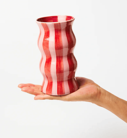 Palma Stripe Vase - Red & Pink