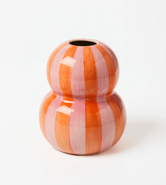 Festive Stripe Vase - Pink & Orange