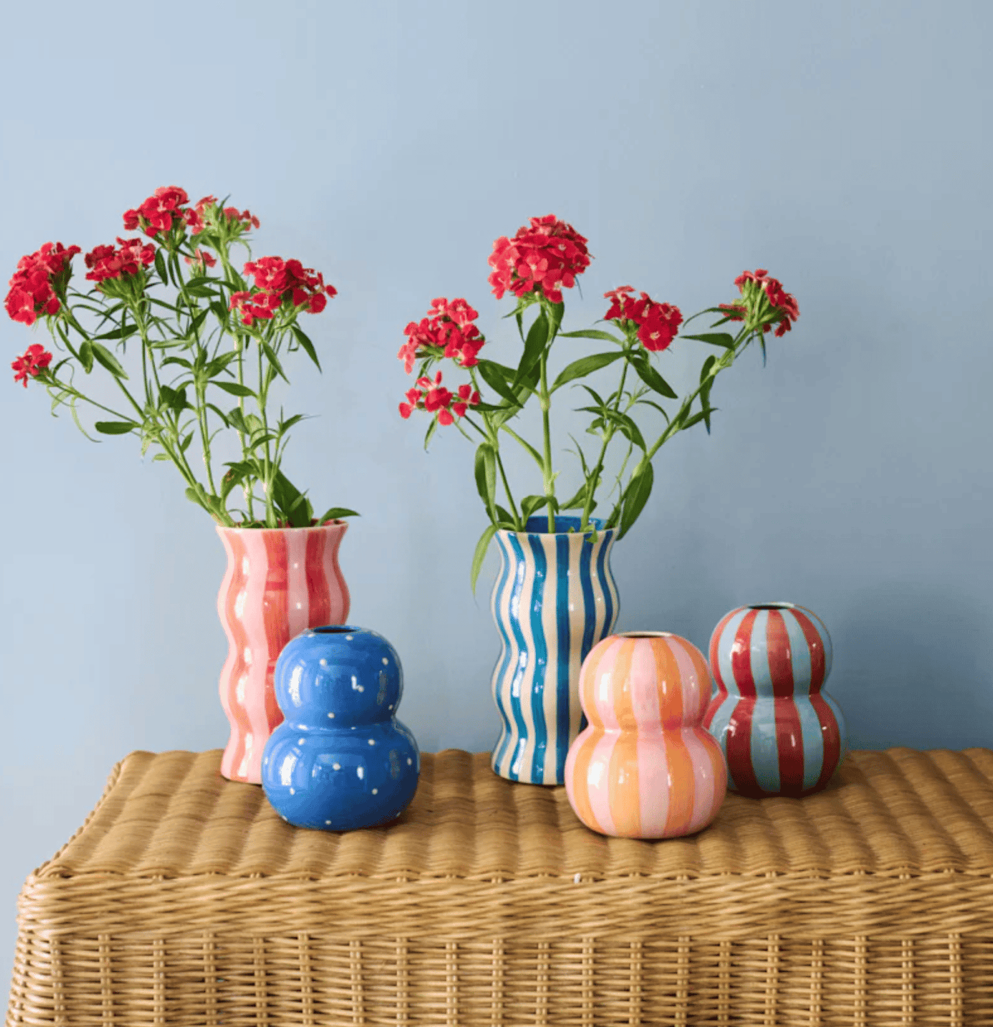 Festive Stripe Vase - Pink & Orange