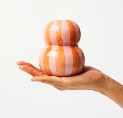 Festive Stripe Vase - Pink & Orange