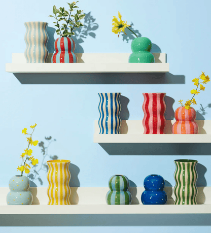 Festive Stripe Vase - Pink & Orange