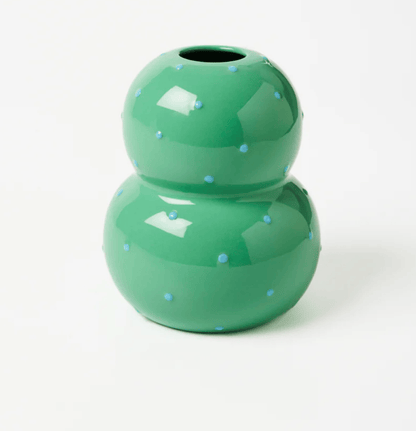Festive Vase - Green Blue Dotty