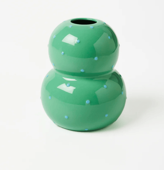 Festive Vase - Green Blue Dotty