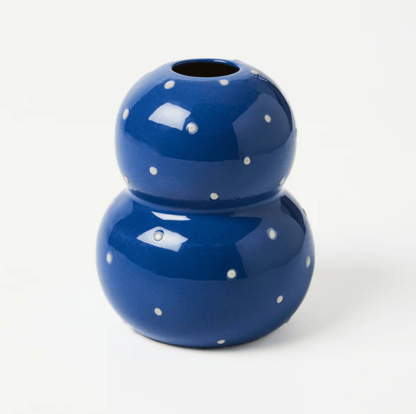 Festive Vase - Navy Dotty
